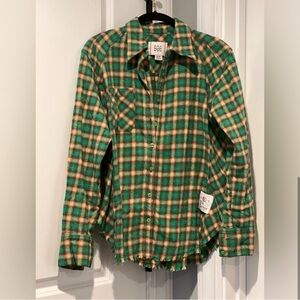 BDG Brixton Flannel Plaid Button Down in Green Multi Size XS Grunge